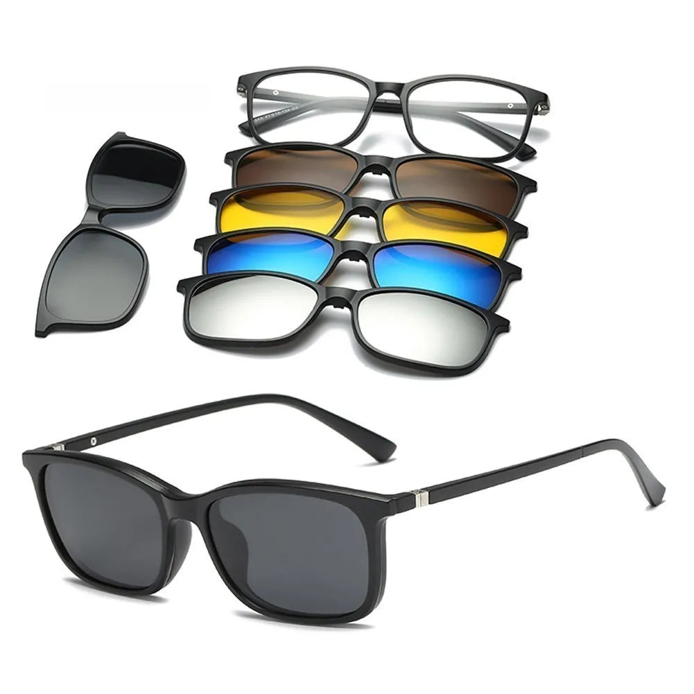 6 in 1 Customizable Polarized Optical Sunglasses for Men and Women With Magnetic Clip