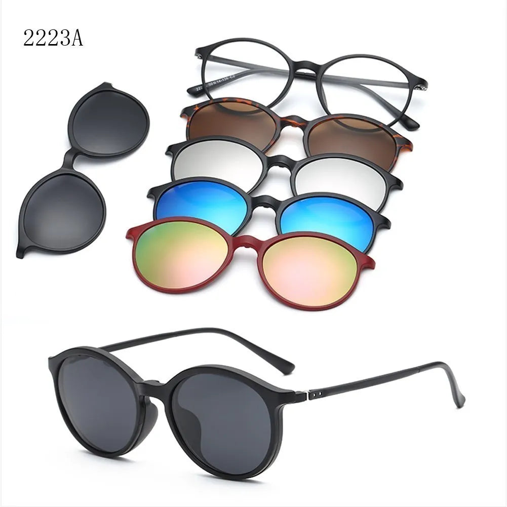 6 in 1 Customizable Polarized Optical Sunglasses for Men and Women With Magnetic Clip