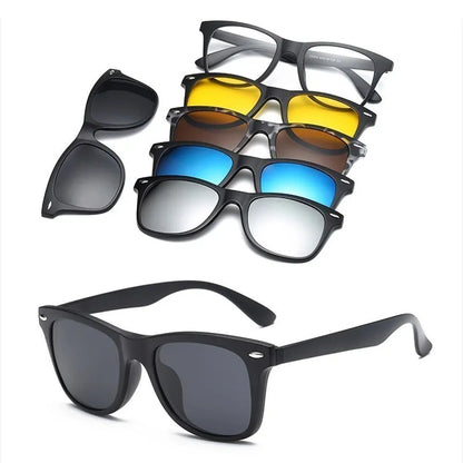 6 in 1 Customizable Polarized Optical Sunglasses for Men and Women With Magnetic Clip