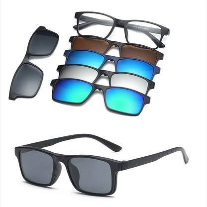 6 in 1 Customizable Polarized Optical Sunglasses for Men and Women With Magnetic Clip