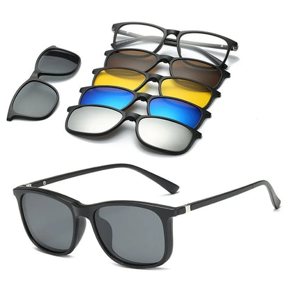 6 in 1 Customizable Polarized Optical Sunglasses for Men and Women With Magnetic Clip