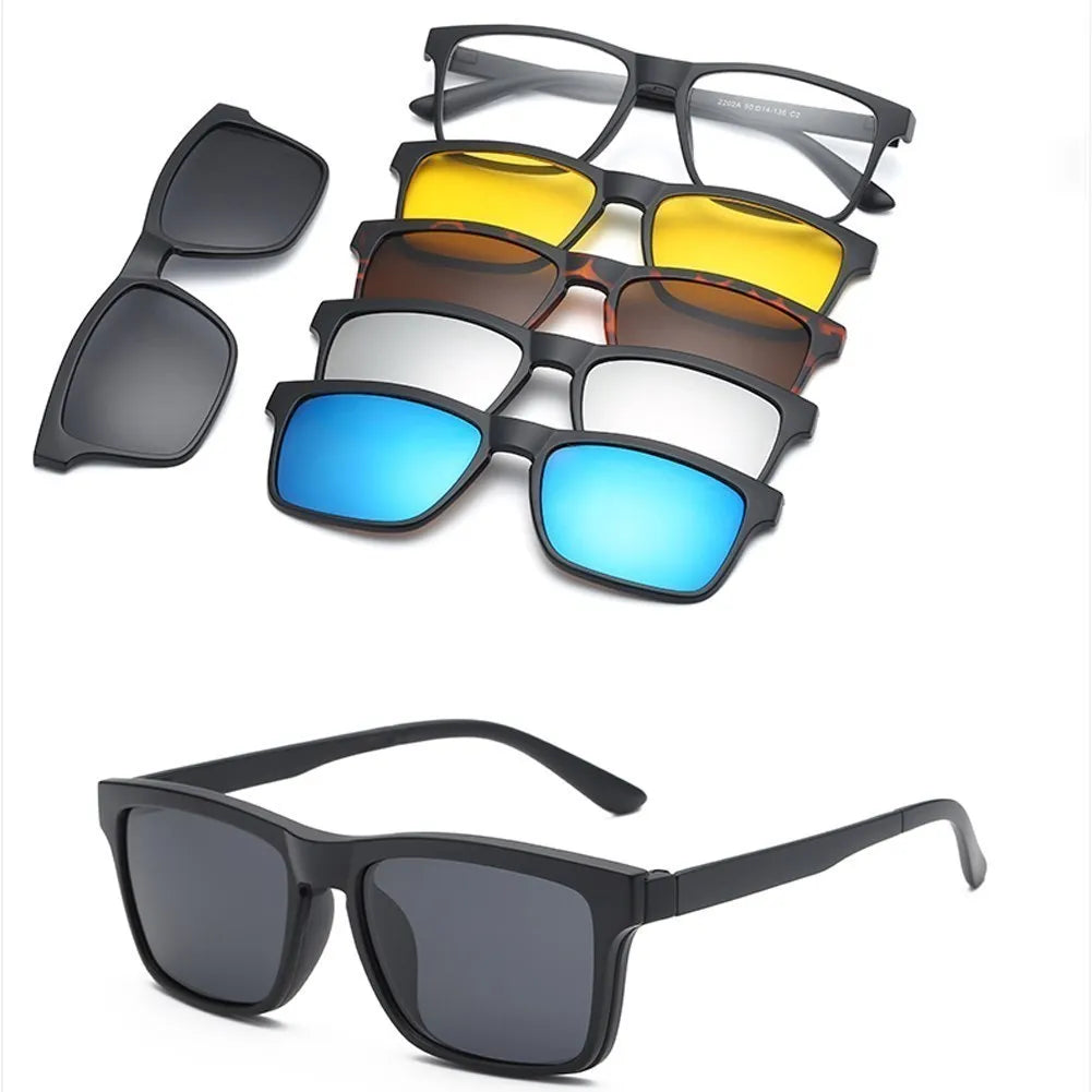 6 in 1 Customizable Polarized Optical Sunglasses for Men and Women With Magnetic Clip